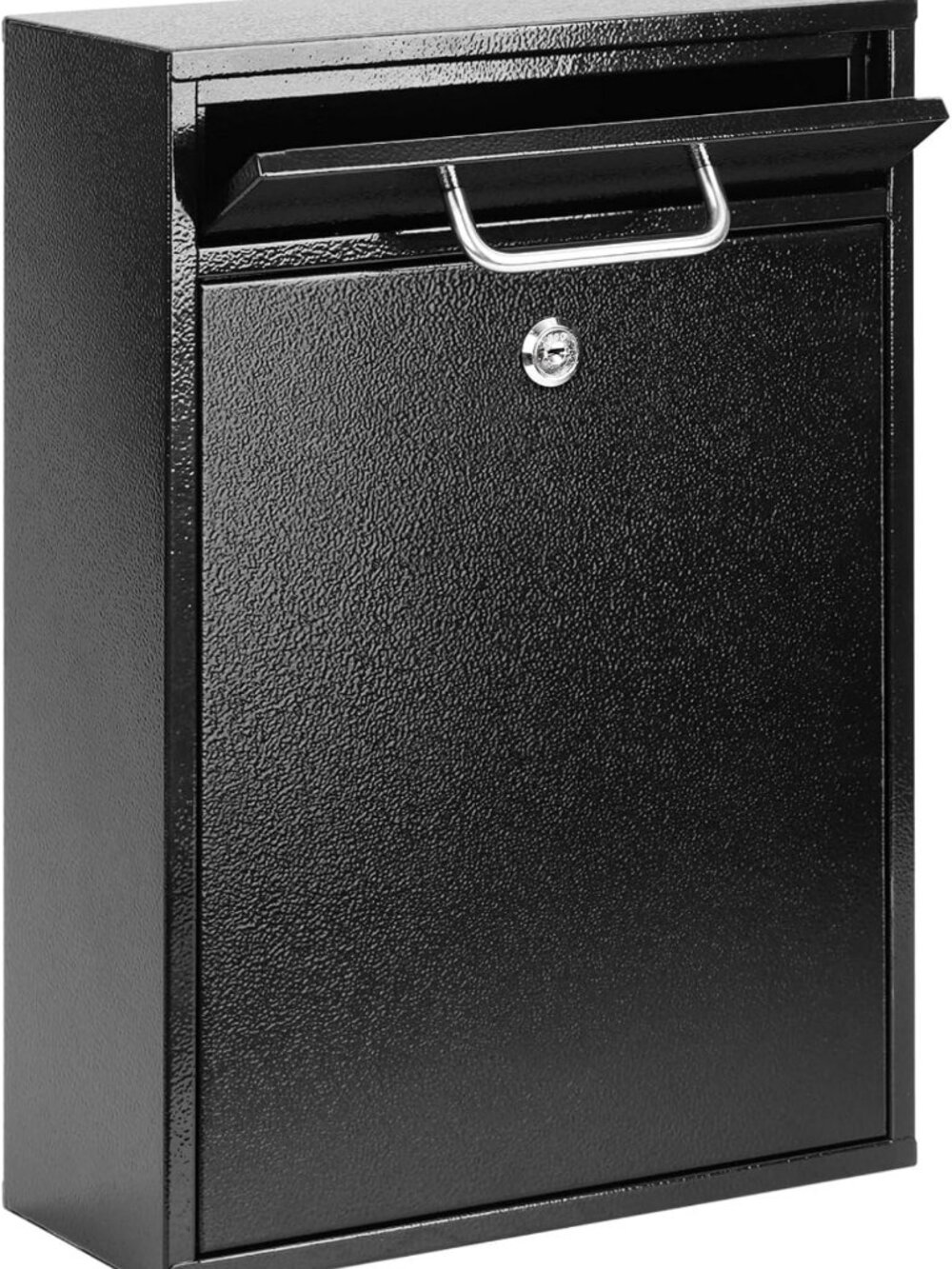 Secure Wall-Mount Locking Mailbox, Outdoor Drop Box, 16.2" Black Storage
